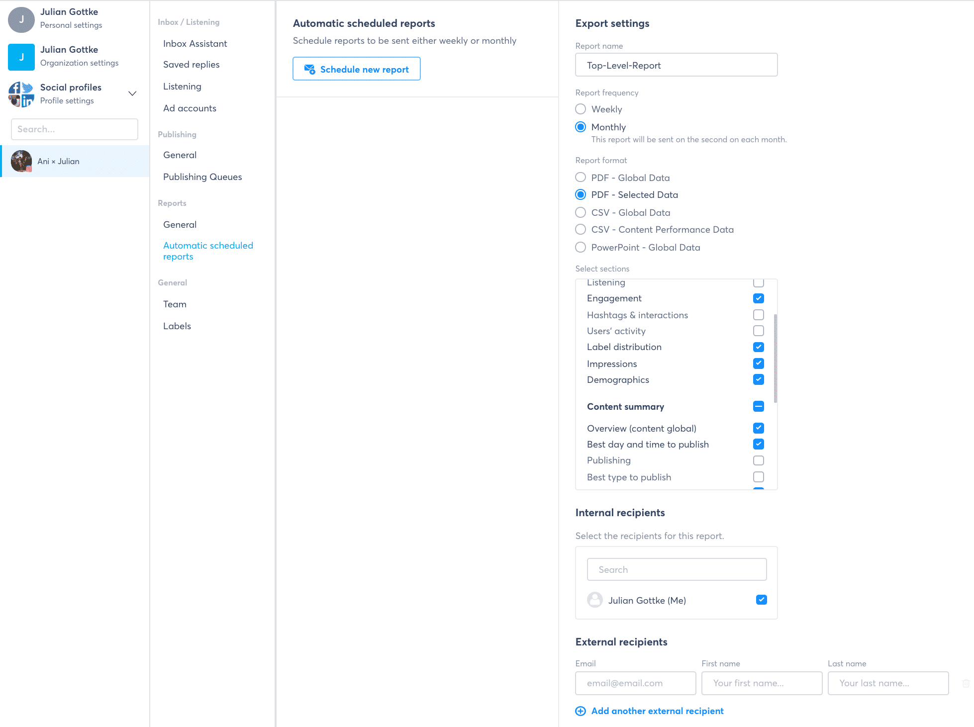 Social Media Report - Setup